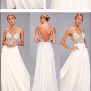 True Love White Beaded Rhinestone Maxi Formal Dress